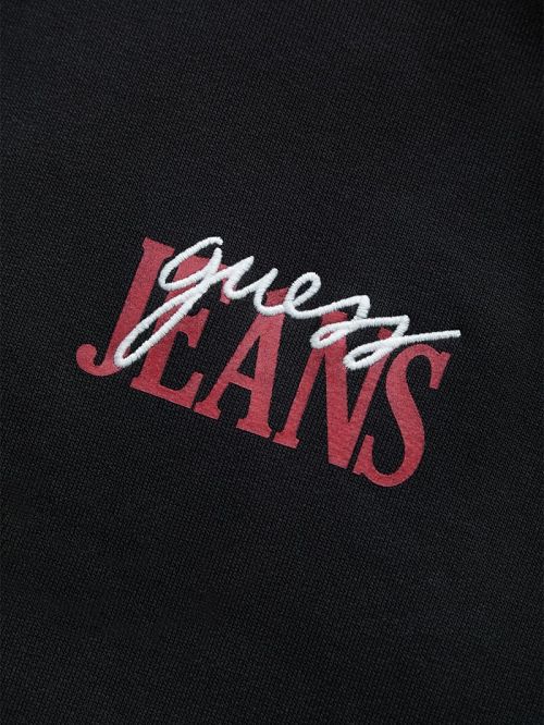 Guess Mixed Chest Logo Hoodie Zwart | GUESS-SN30958