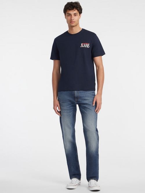 Guess Mixed Chest Logo Tee Blauw | GUESS-SN30513