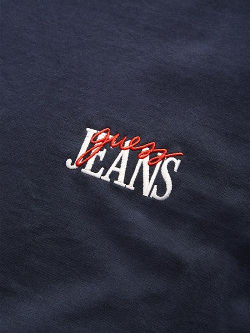 Guess Mixed Chest Logo Tee Blauw | GUESS-SN30513