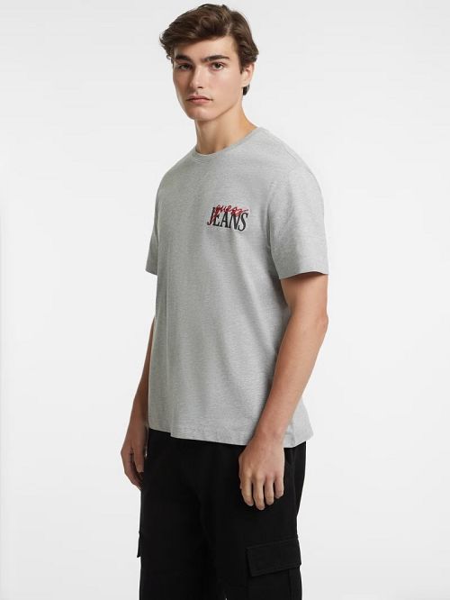 Guess Mixed Chest Logo Tee Grijs | GUESS-SN30564