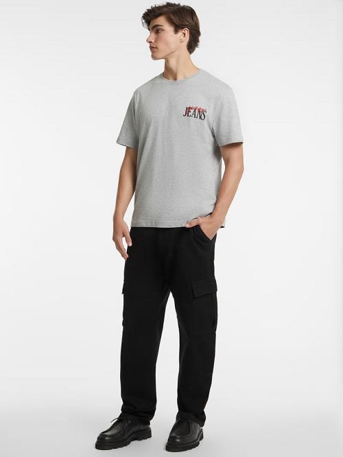 Guess Mixed Chest Logo Tee Grijs | GUESS-SN30564