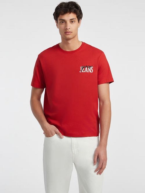 Guess Mixed Chest Logo Tee Rood | GUESS-SN30502