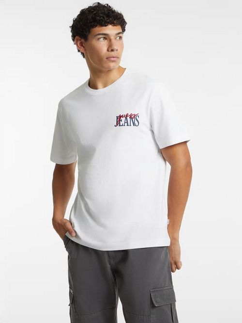 Guess Mixed Chest Logo Tee Wit | GUESS-SN30565