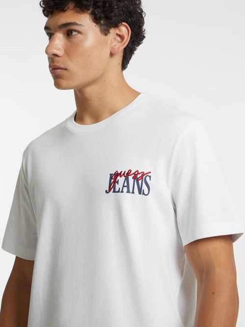 Guess Mixed Chest Logo Tee Wit | GUESS-SN30565