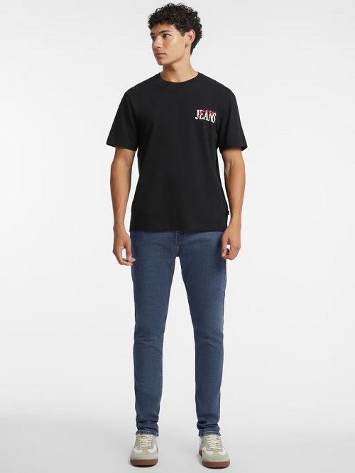 Guess Mixed Chest Logo Tee Zwart | GUESS-SN30600