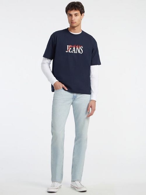 Guess Mixed Logo Tee Blauw | GUESS-SN30489