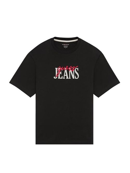 Guess Mixed Logo Tee Zwart | GUESS-SN30606