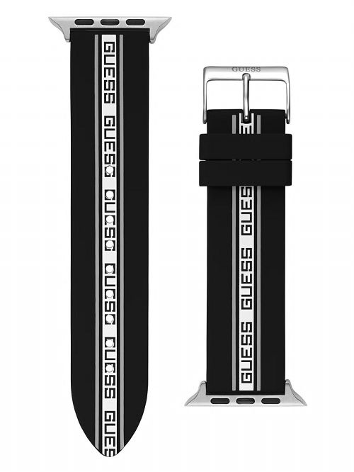 Guess Monogram Tape Black Silicone 42-44 mm Band for Apple Watch® Multi | GUESS-SN31608