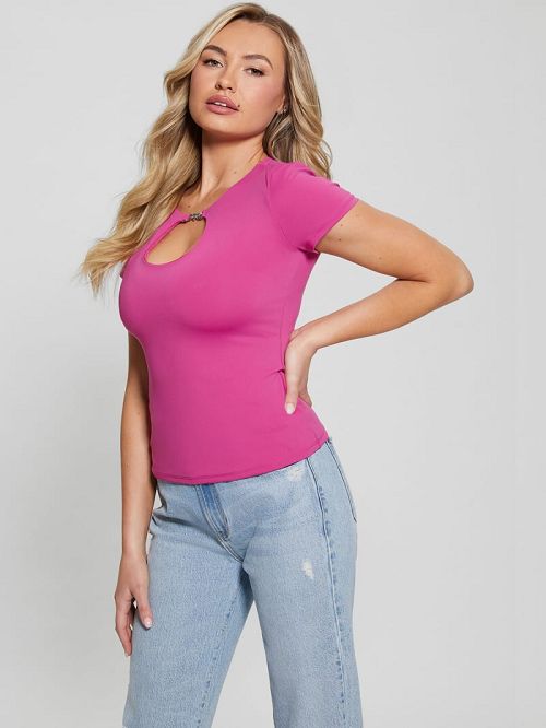 Guess Morgen Keyhole Top Roze | GUESS-SN27504