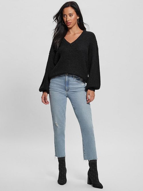 Guess Nara Wool-Blend Sweater Zwart | GUESS-SN27747
