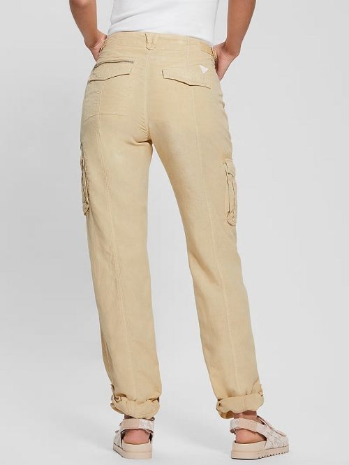 Guess Nessi Linen Cargo Pants Beige | GUESS-SN28319