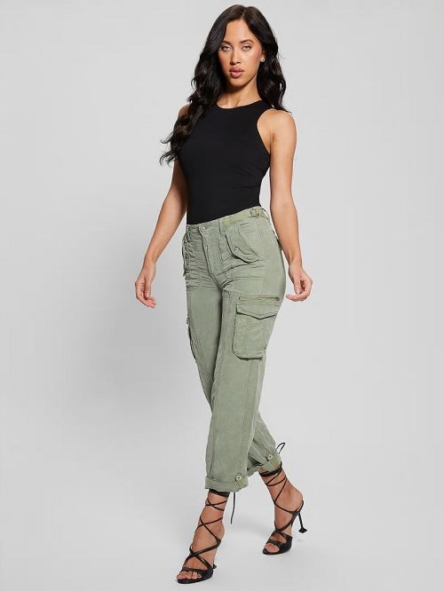 Guess Nessi Linen Cargo Pants Groen | GUESS-SN28312