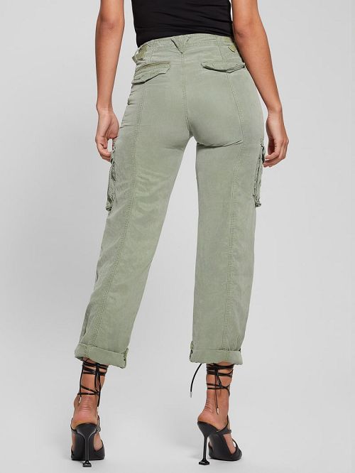 Guess Nessi Linen Cargo Pants Groen | GUESS-SN28312