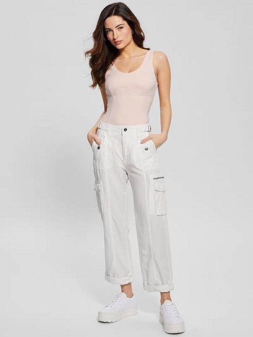 Guess Nessi Linen Cargo Pants Wit | GUESS-SN28301