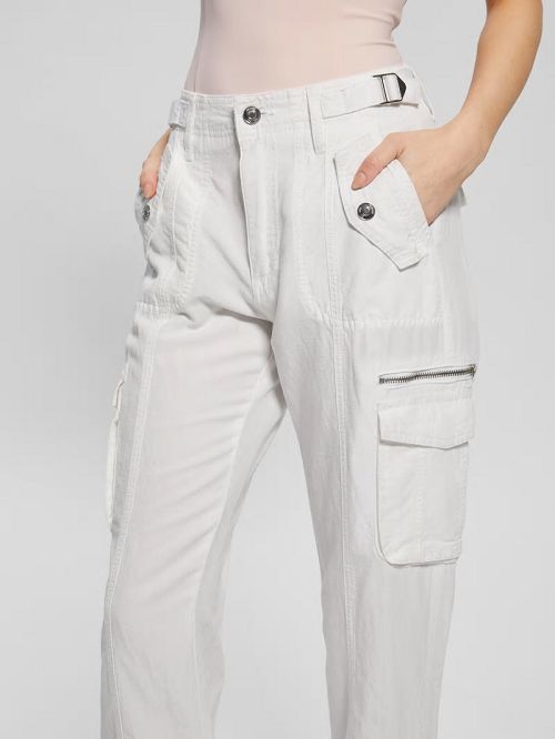 Guess Nessi Linen Cargo Pants Wit | GUESS-SN28301