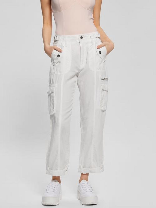 Guess Nessi Linen Cargo Pants Wit | GUESS-SN28301