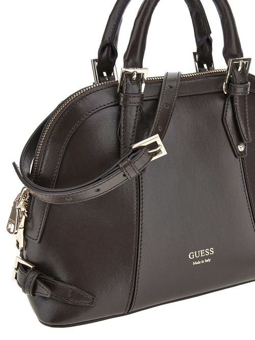 Guess New Adele Luxe Leather Small Dome Satchel Bruin | GUESS-SN31772