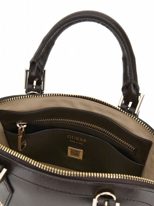 Guess New Adele Luxe Leather Small Dome Satchel Bruin | GUESS-SN31772