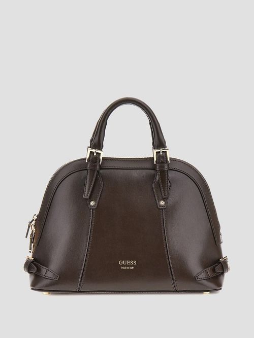 Guess New Adele Luxe Leather Small Dome Satchel Bruin | GUESS-SN31772