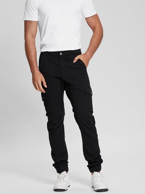 Guess New Kombat Tapered Twill Pants Zwart | GUESS-SN31391