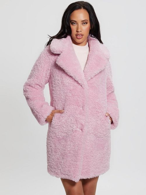 Guess Nives Faux-Fur Coat Paars | GUESS-SN27984