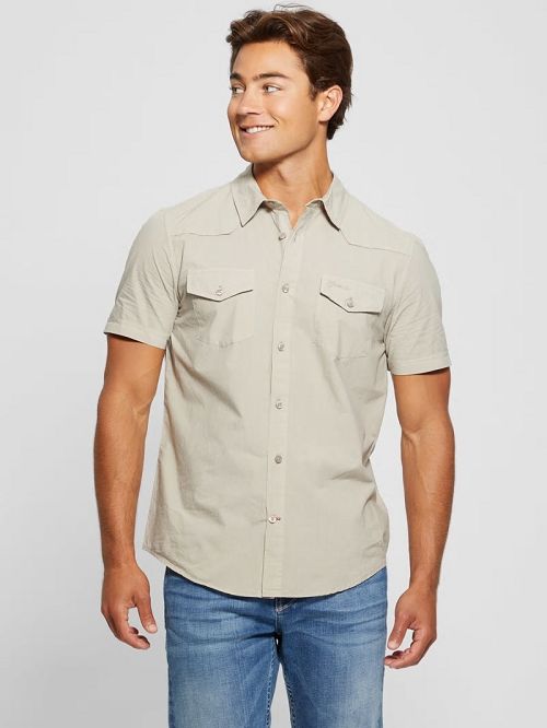 Guess Nottingham Western Shirt Beige | GUESS-SN31229