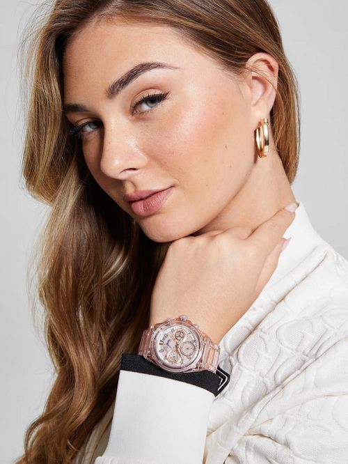 Guess Nude Transparent Multifunction Watch Beige | GUESS-SN30037