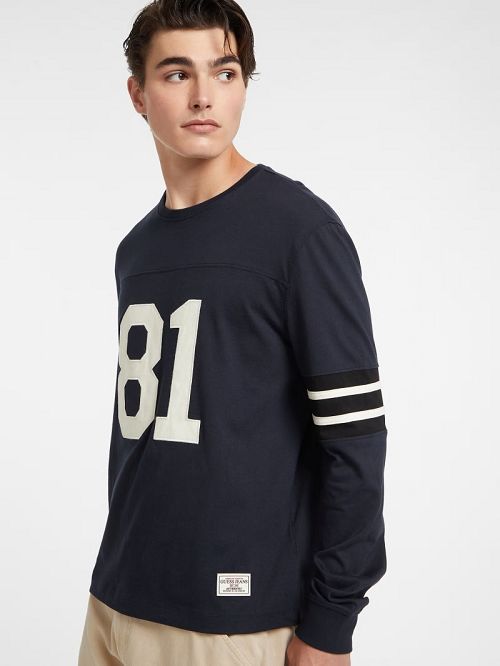 Guess Number 81 Striped Long-Sleeve Tee Blauw | GUESS-SN31012