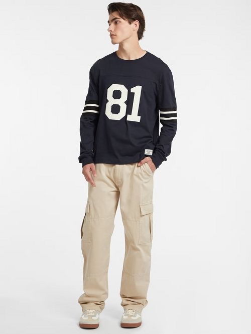 Guess Number 81 Striped Long-Sleeve Tee Blauw | GUESS-SN31012