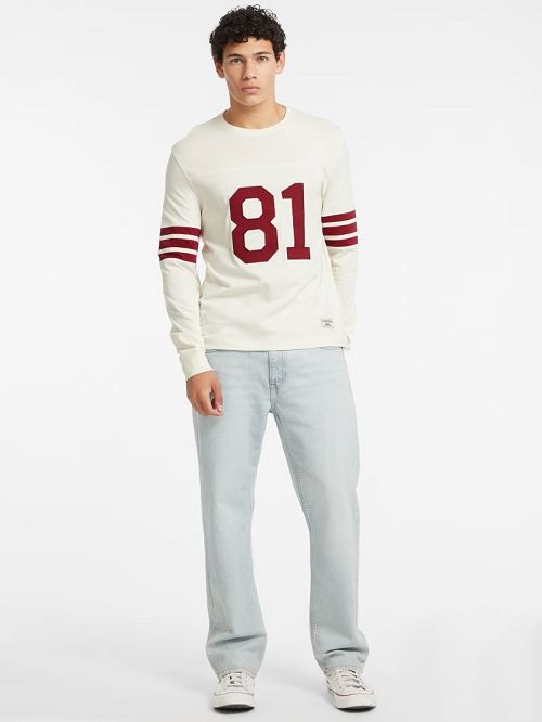 Guess Number 81 Striped Long-Sleeve Tee Wit | GUESS-SN31005