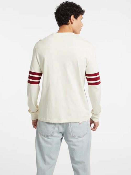 Guess Number 81 Striped Long-Sleeve Tee Wit | GUESS-SN31005