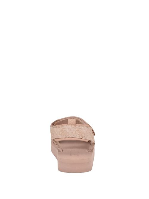 Guess Nylaha Rhinestone Flatform Sandals Beige | GUESS-SN29588