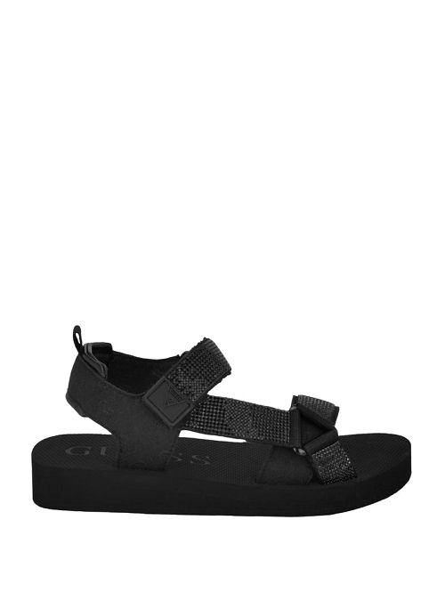Guess Nylaha Rhinestone Flatform Sandals Zwart | GUESS-SN29607