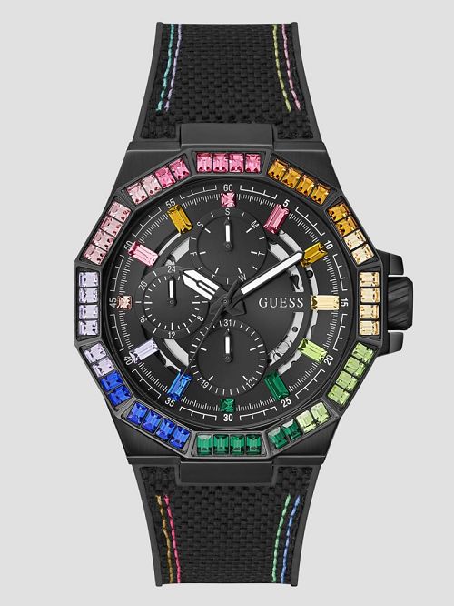 Guess Nylon Rainbow-Crystal Multifunction Watch Multi | GUESS-SN29979