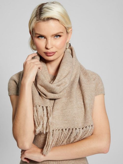 Guess Oblong Heathered Scarf Beige | GUESS-SN30189
