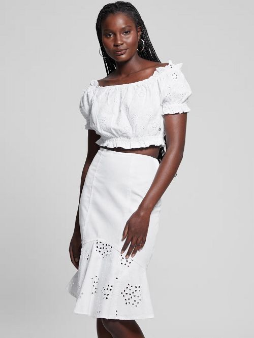 Guess Off-the-Shoulder Frida Top Wit | GUESS-SN27215