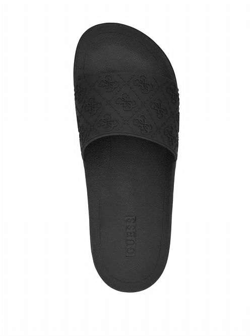Guess Oiyan Embossed Slides Zwart | GUESS-SN31914
