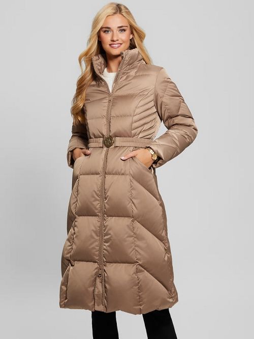 Guess Olga Genuine Down Longline Jacket Beige | GUESS-SN27915