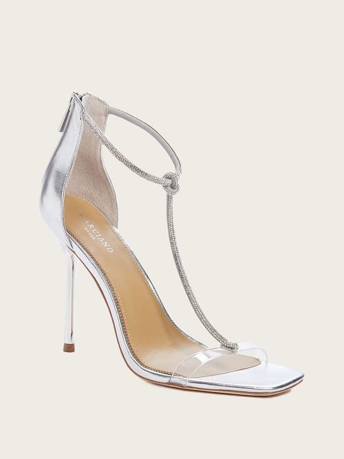 Guess Olivia Embellished Satin Stiletto Grijs | GUESS-SN29737
