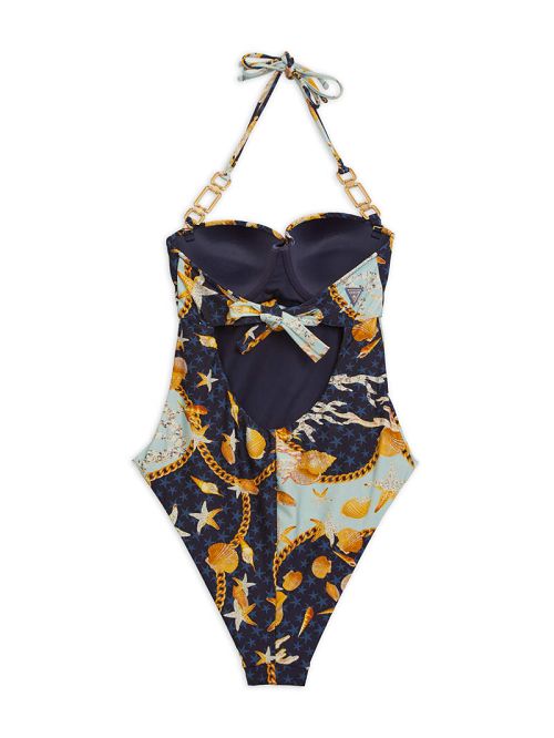 Guess One-Piece Padded Bandeau Swimsuit Blauw | GUESS-SN28533