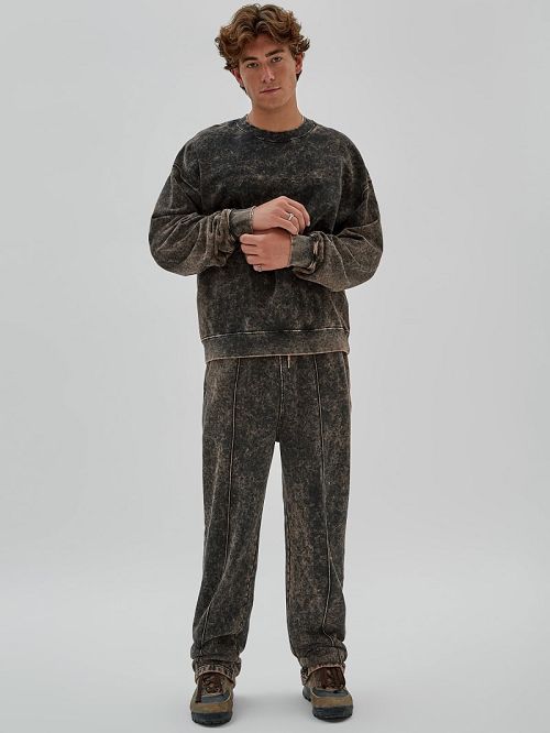 Guess Originals Acid Wash Crewneck Zwart | GUESS-SN30903