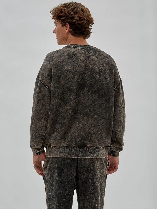 Guess Originals Acid Wash Crewneck Zwart | GUESS-SN30903