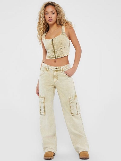 Guess Originals Aged Cargo Pants Beige | GUESS-SN26527