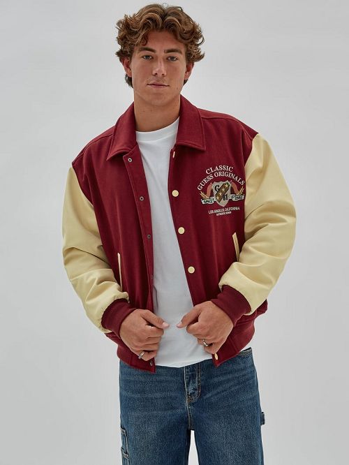Guess Originals Authentic Letterman Jacket Rood | GUESS-SN30719