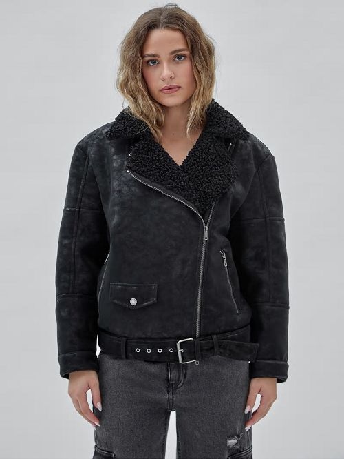 Guess Originals Belted Biker Jacket Zwart | GUESS-SN27904