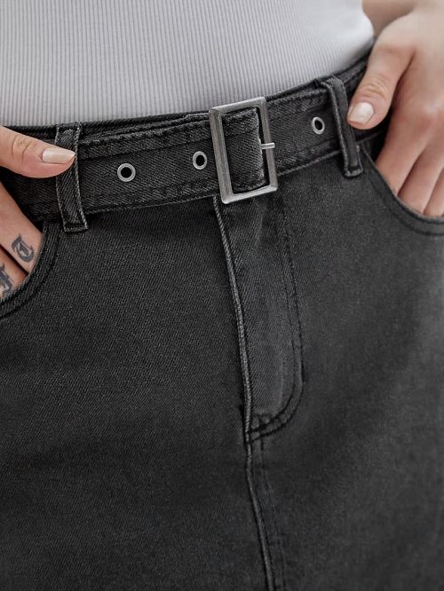 Guess Originals Belted Denim Skirt Zwart | GUESS-SN28128