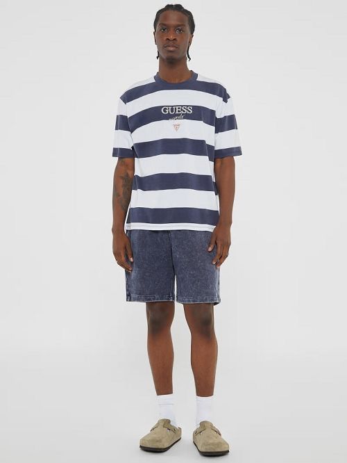 Guess Originals Block Stripe Tee Blauw | GUESS-SN30476