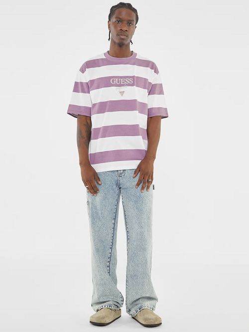 Guess Originals Block Stripe Tee Paars | GUESS-SN30677