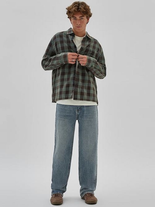 Guess Originals Brushed Gingham Flannel Zwart | GUESS-SN31080