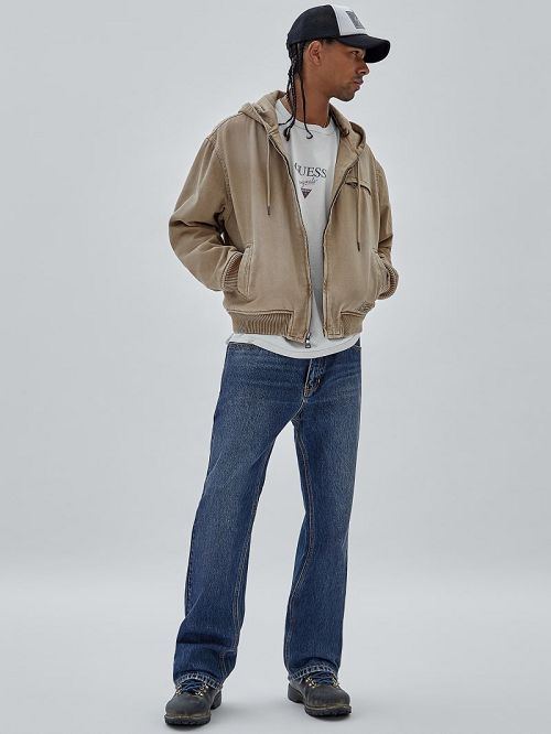 Guess Originals Canvas Worker Hoodie Beige | GUESS-SN30716